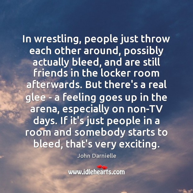 In wrestling, people just throw each other around, possibly actually bleed, and John Darnielle Picture Quote