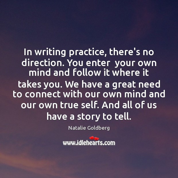 In writing practice, there’s no direction. You enter  your own mind and Natalie Goldberg Picture Quote