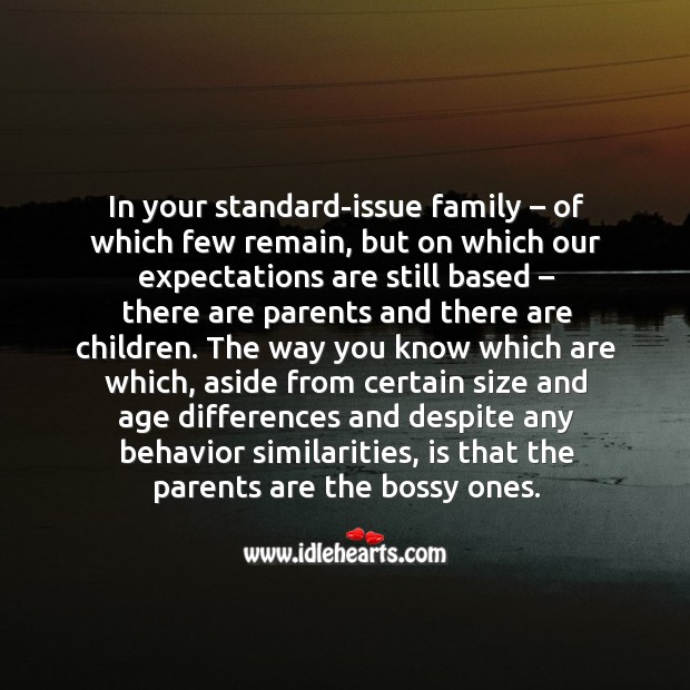 In your standard-issue family – of which few remain, but on which our expectations Image