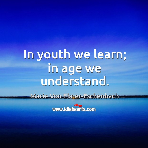 In youth we learn; in age we understand. Image