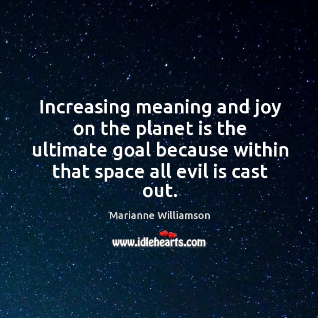 Increasing meaning and joy on the planet is the ultimate goal because Marianne Williamson Picture Quote
