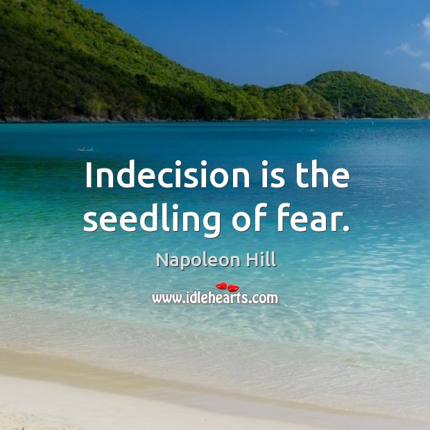 Indecision is the seedling of fear. Napoleon Hill Picture Quote
