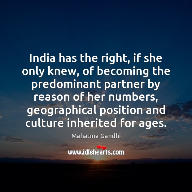 India has the right, if she only knew, of becoming the predominant Image