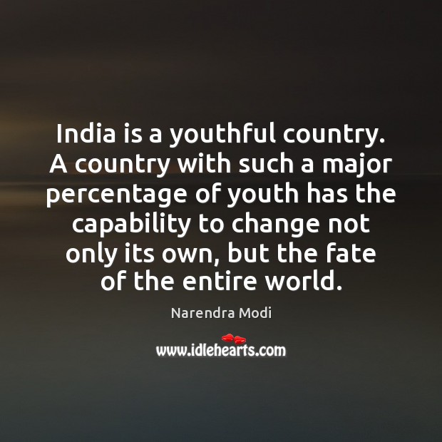 India is a youthful country. A country with such a major percentage Narendra Modi Picture Quote