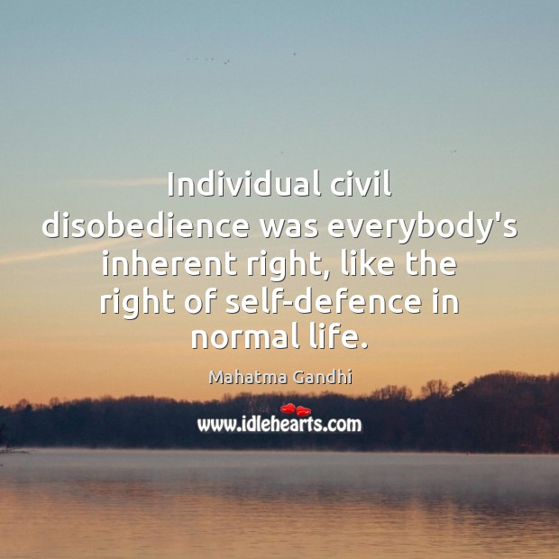 Individual civil disobedience was everybody’s inherent right, like the right of self-defence Image