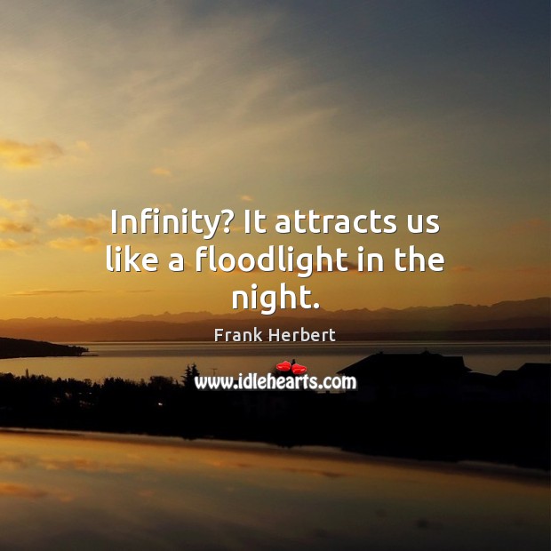Infinity? It attracts us like a floodlight in the night. Frank Herbert Picture Quote