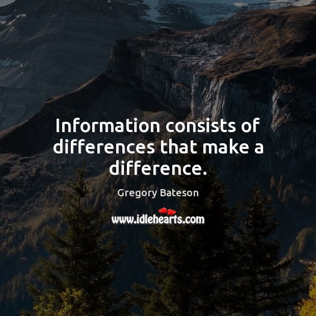 Information consists of differences that make a difference. 