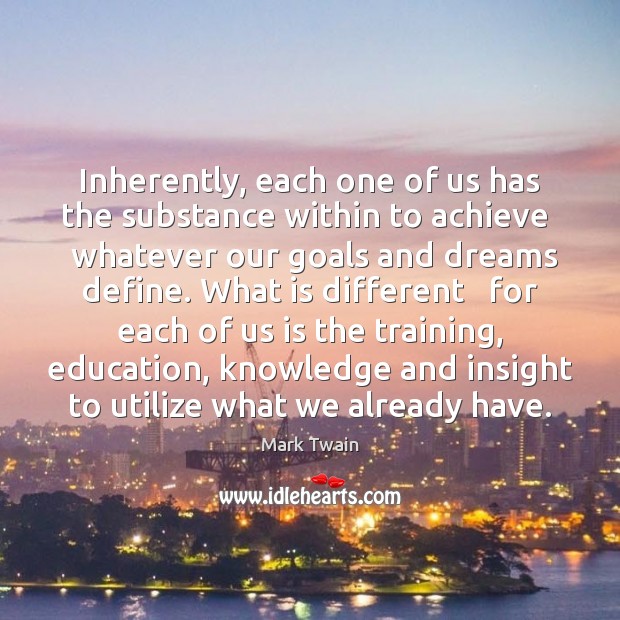 Inherently, each one of us has the substance within to achieve   whatever Image
