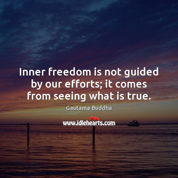 Inner freedom is not guided by our efforts; it comes from seeing what is true. Gautama Buddha Picture Quote