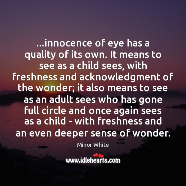 …innocence of eye has a quality of its own. It means to 