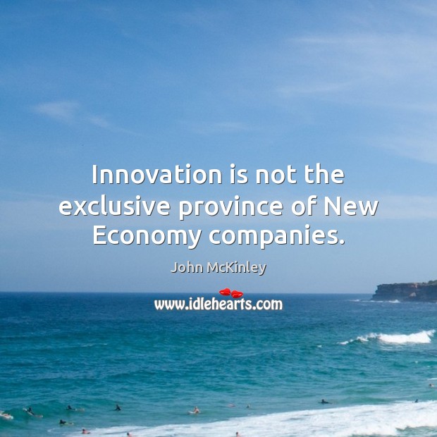 Innovation is not the exclusive province of New Economy companies. Economy Quotes Image