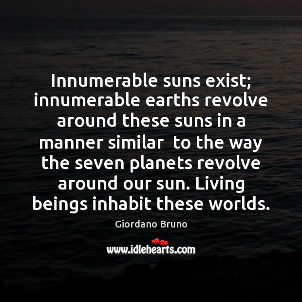 Innumerable suns exist; innumerable earths revolve around these suns in a manner Image