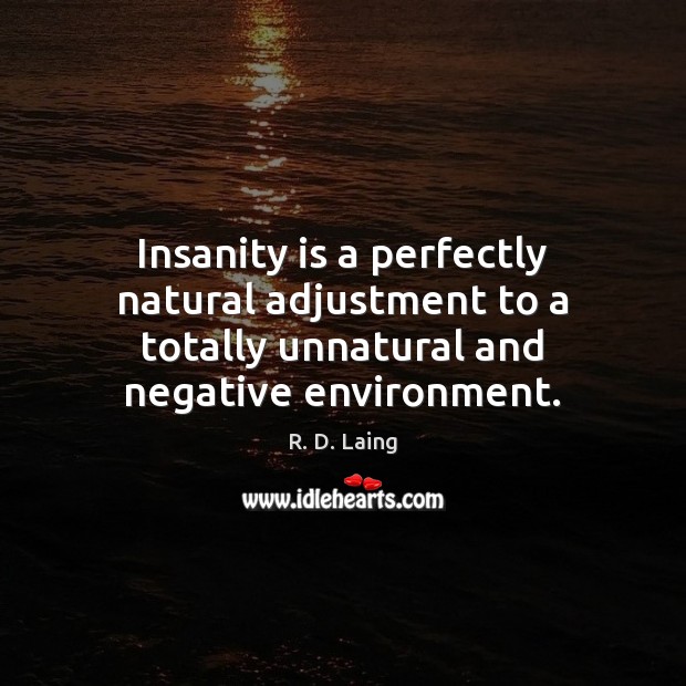 Insanity is a perfectly natural adjustment to a totally unnatural and negative Image