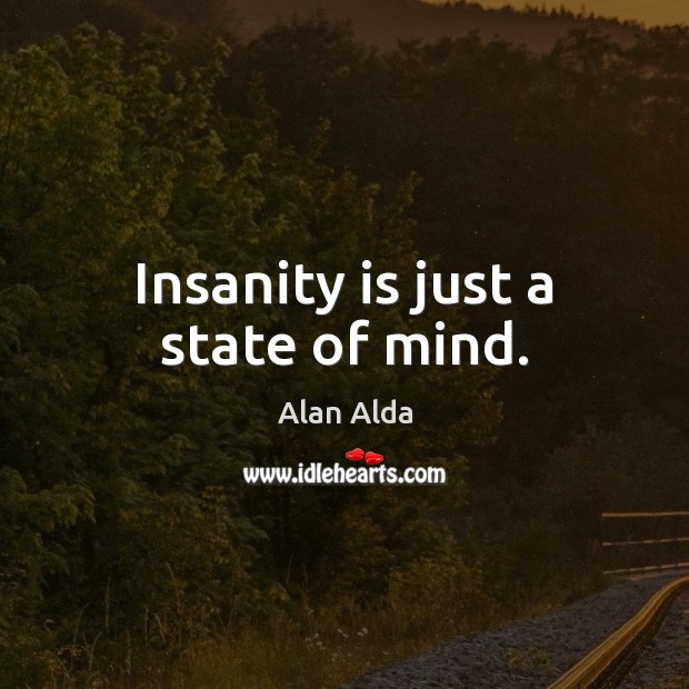 Insanity is just a state of mind. Alan Alda Picture Quote