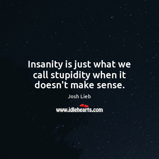 Insanity is just what we call stupidity when it doesn’t make sense. Josh Lieb Picture Quote