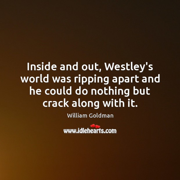 Inside and out, Westley’s world was ripping apart and he could do William Goldman Picture Quote