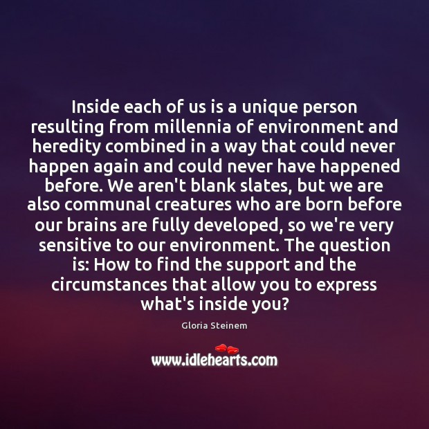 Inside each of us is a unique person resulting from millennia of 