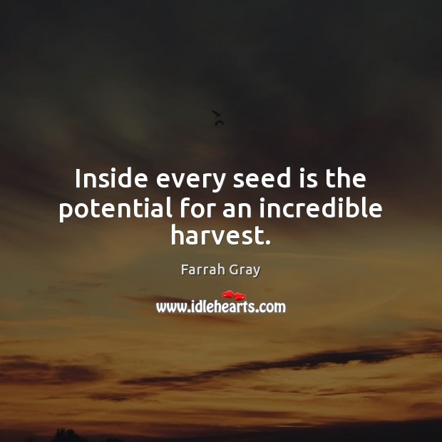 Inside every seed is the potential for an incredible harvest. Farrah Gray Picture Quote