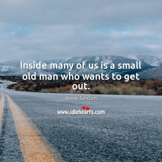 Inside many of us is a small old man who wants to get out. Anne Sexton Picture Quote