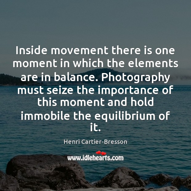 Inside movement there is one moment in which the elements are in Henri Cartier-Bresson Picture Quote