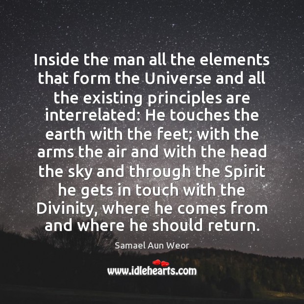 Inside the man all the elements that form the Universe and all Samael Aun Weor Picture Quote