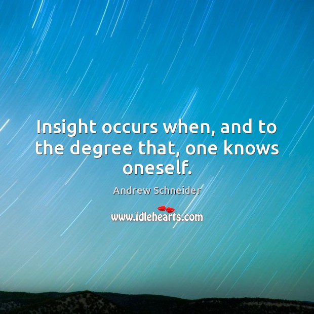 Insight occurs when, and to the degree that, one knows oneself. Image