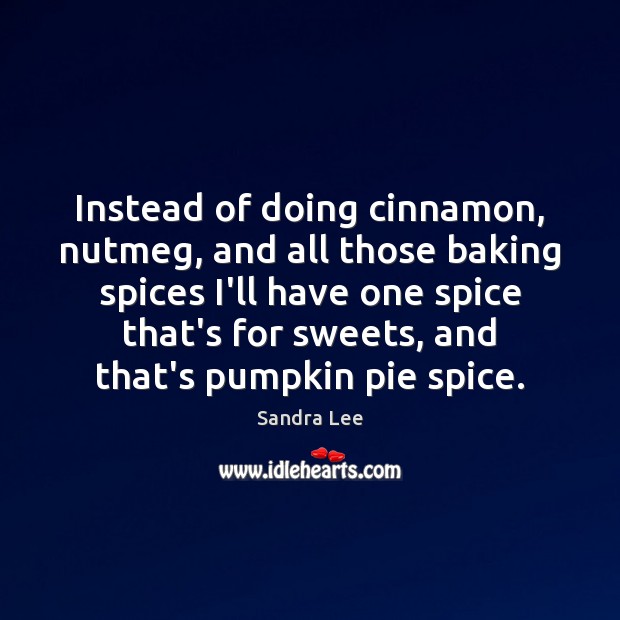 Instead of doing cinnamon, nutmeg, and all those baking spices I’ll have Sandra Lee Picture Quote