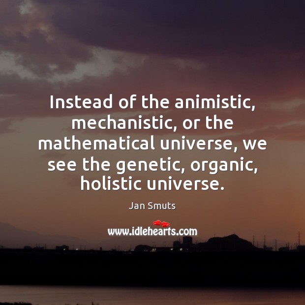 Instead of the animistic, mechanistic, or the mathematical universe, we see the Image