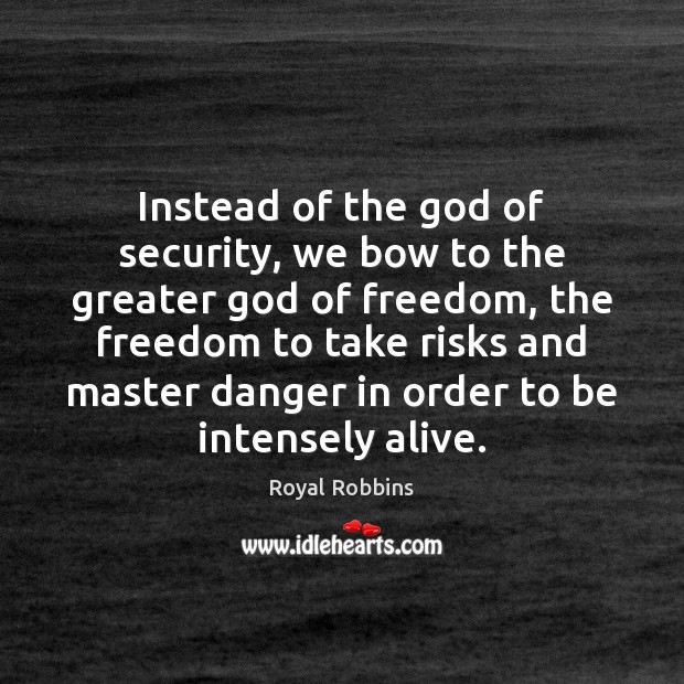 Instead of the God of security, we bow to the greater God Royal Robbins Picture Quote