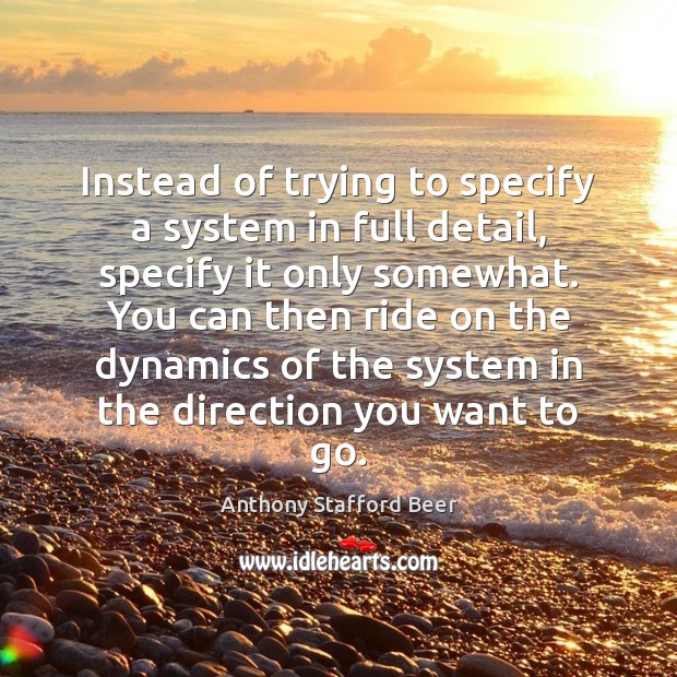 Instead of trying to specify a system in full detail, specify it Anthony Stafford Beer Picture Quote