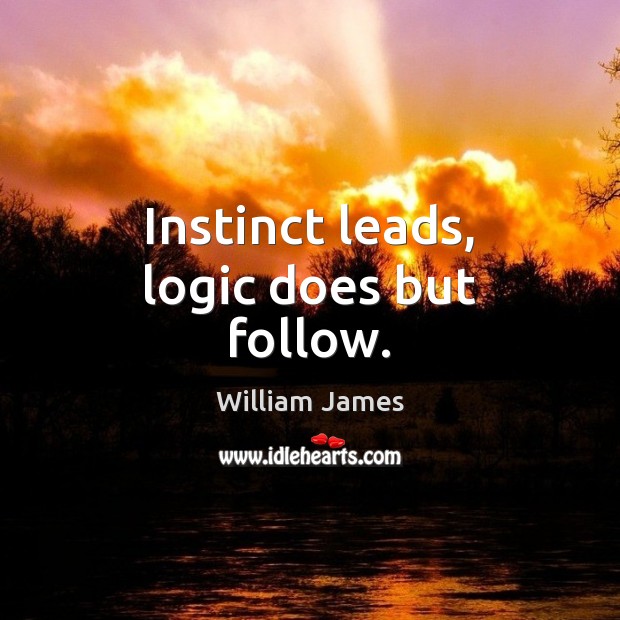 Instinct leads, logic does but follow. Logic Quotes Image