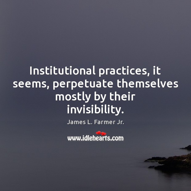Institutional practices, it seems, perpetuate themselves mostly by their invisibility. Image