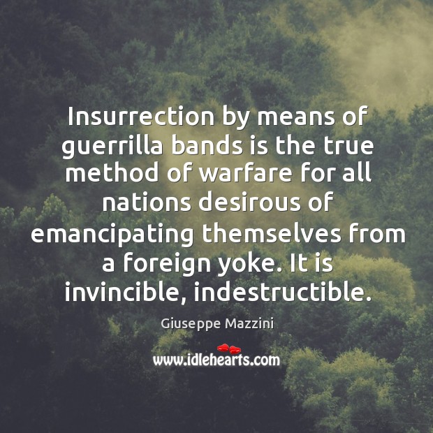Insurrection by means of guerrilla bands is the true method of warfare Image