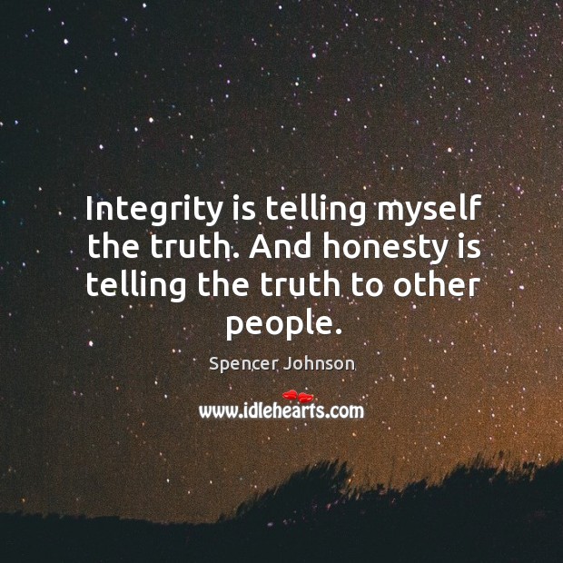 Integrity is telling myself the truth. And honesty is telling the truth to other people. Image