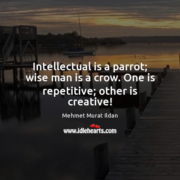 Intellectual is a parrot; wise man is a crow. One is repetitive; other is creative! Image