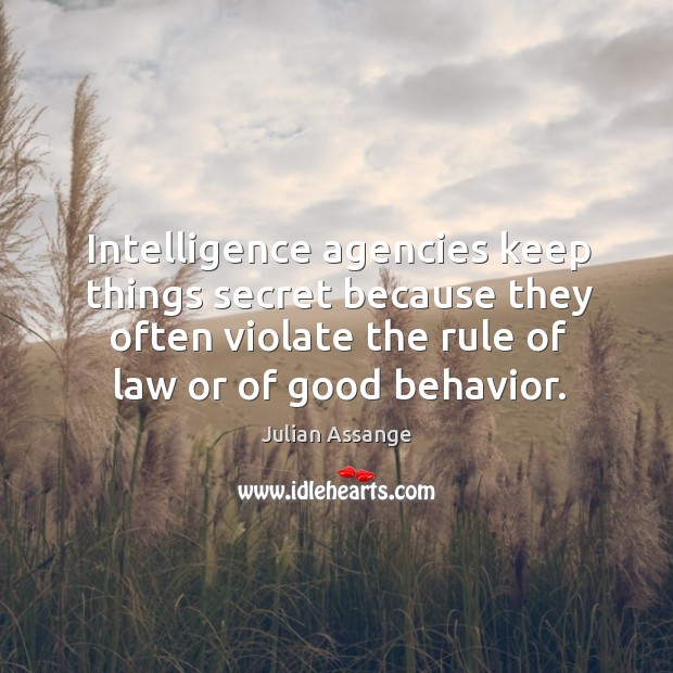 Intelligence agencies keep things secret because they often violate the rule of law or of good behavior. Image