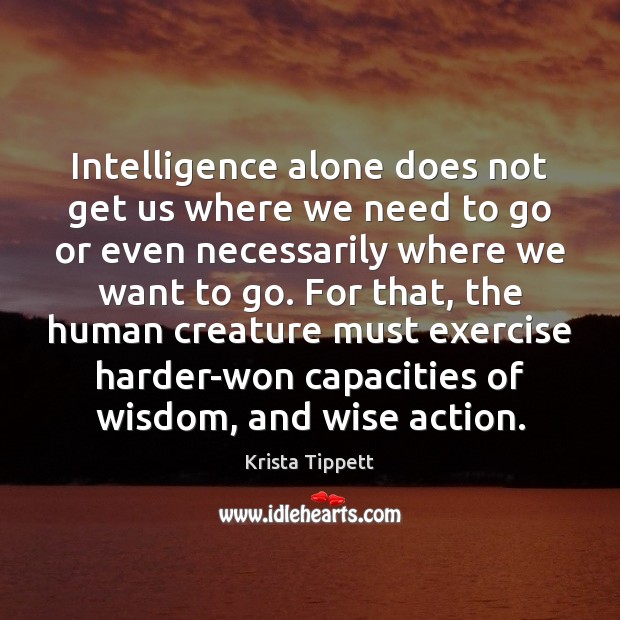 Intelligence alone does not get us where we need to go or Krista Tippett Picture Quote