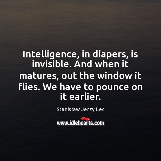 Intelligence, in diapers, is invisible. And when it matures, out the window Image
