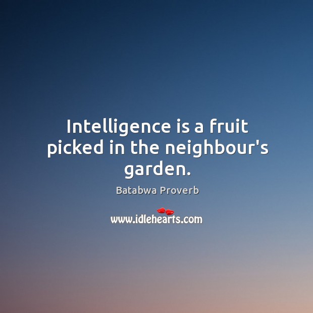 Intelligence is a fruit picked in the neighbour’s garden. Batabwa Proverbs Image
