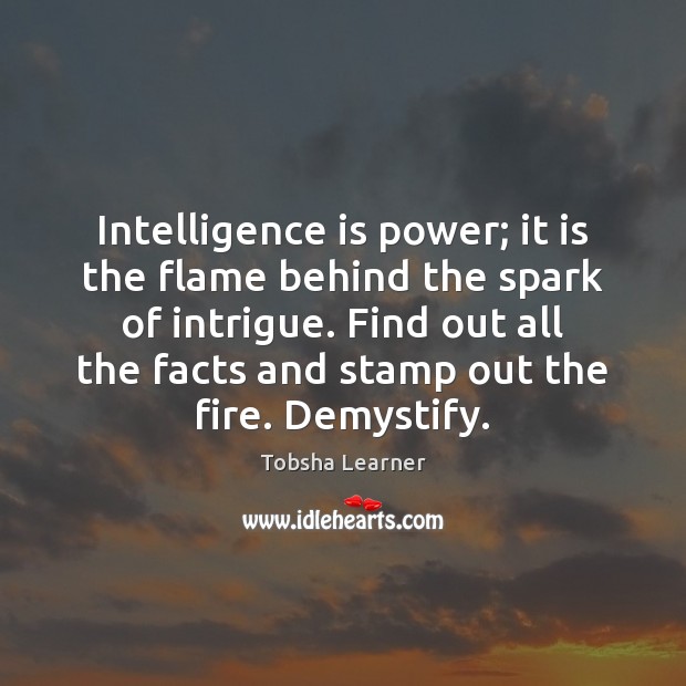 Intelligence is power; it is the flame behind the spark of intrigue. Tobsha Learner Picture Quote