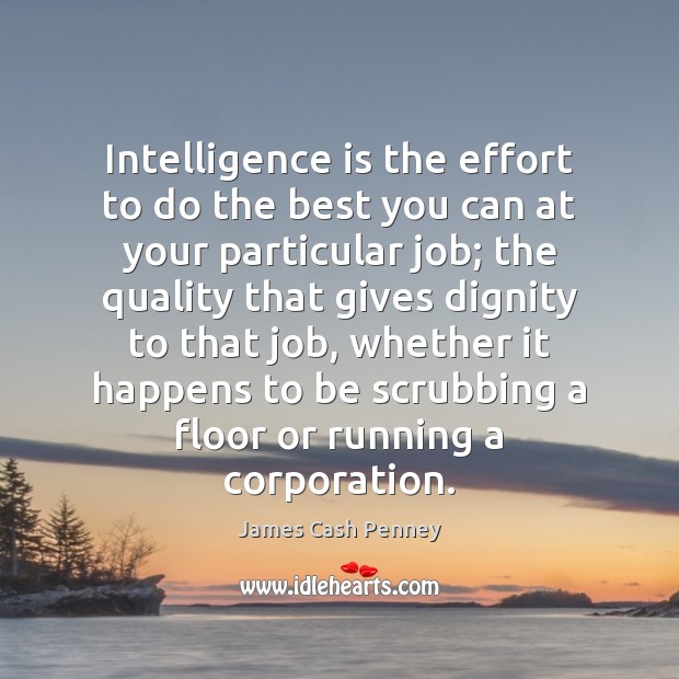 Intelligence is the effort to do the best you can at your James Cash Penney Picture Quote