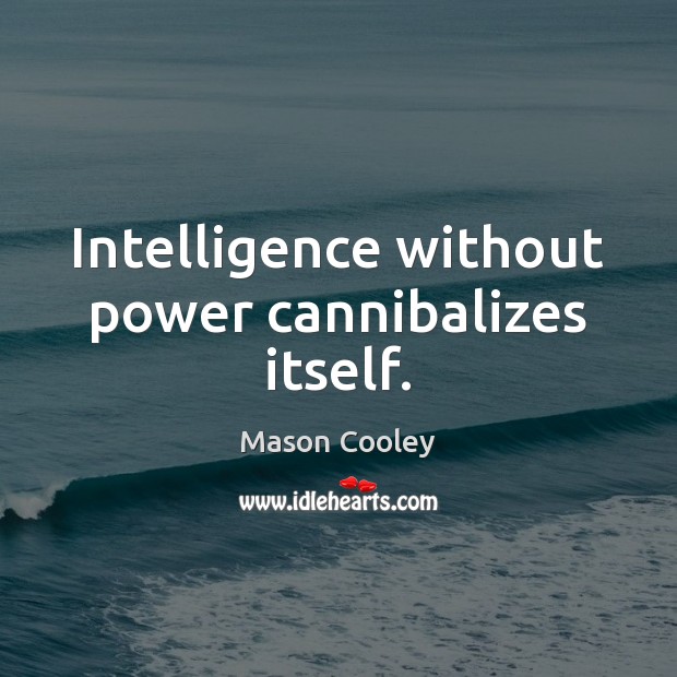 Intelligence without power cannibalizes itself. Mason Cooley Picture Quote