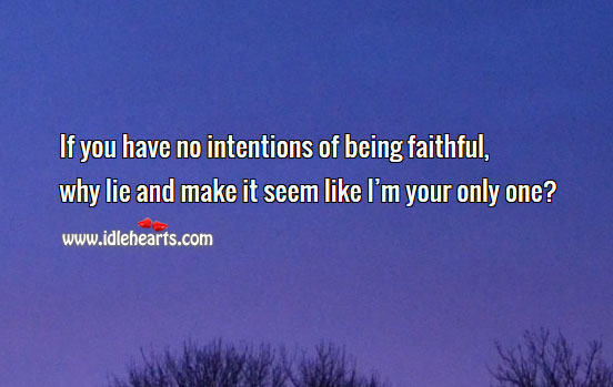 If you have no intentions of being faithful, why lie Faithful Quotes Image