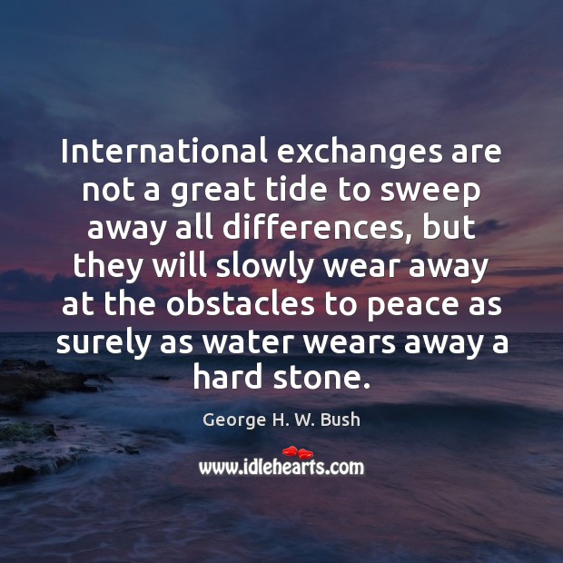 International exchanges are not a great tide to sweep away all differences, George H. W. Bush Picture Quote