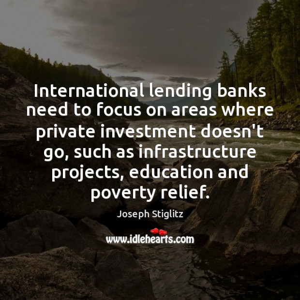 International lending banks need to focus on areas where private investment doesn’t Joseph Stiglitz Picture Quote