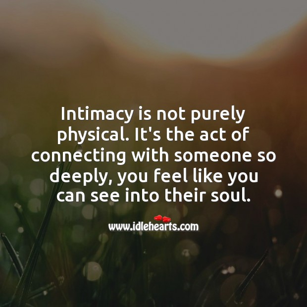 Intimacy is not purely physical. Image