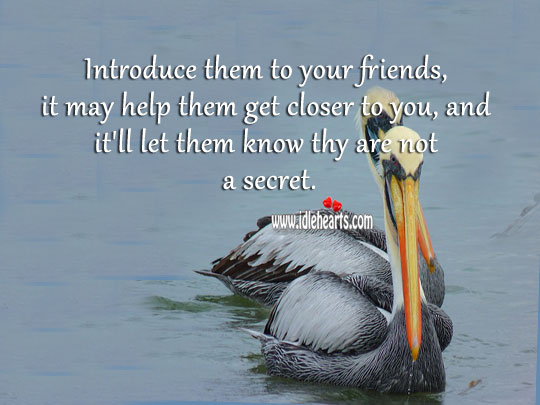 Introduce them to your friends, it may help them get closer to you. Secret Quotes Image
