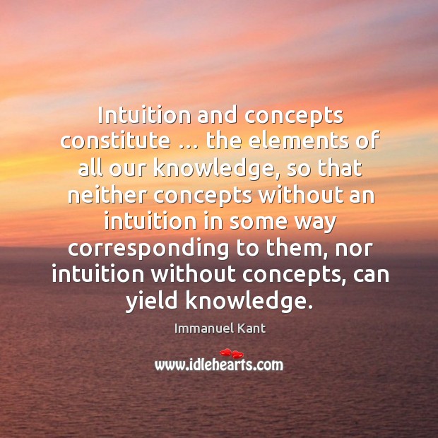 Intuition and concepts constitute … the elements of all our knowledge Immanuel Kant Picture Quote