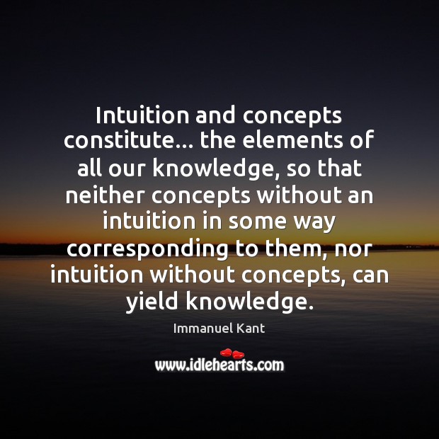 Intuition and concepts constitute… the elements of all our knowledge, so that Immanuel Kant Picture Quote