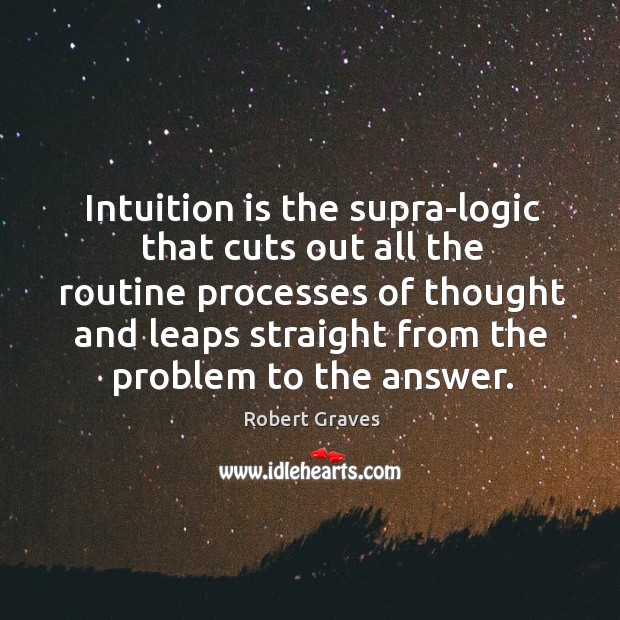 Intuition is the supra-logic that cuts out all the routine processes of thought and Image